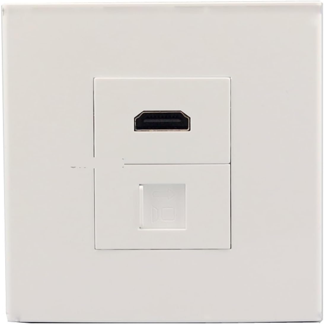White HDMI2.0 with CAT6 RJ45 LAN Female to Female Wall Plate Network Extender(US Bend HDMI)