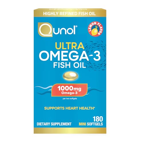 Qunol Fish Oil Omega 3 Mini Softgels, 1000mg Omega 3 EPA + DHA, Ultra Pure Supplements, Heart Health...