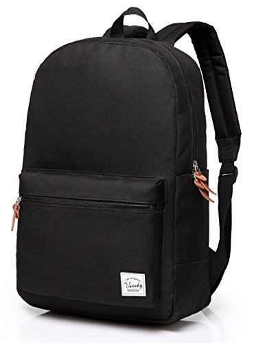 VASCHY School Backpack, Unisex Slim Lightweight Water-resistant Backpack for Men Women College Schoolbag Travel Bookbag