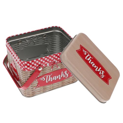 Cabilock Caja Metálica Grande para Galletas y Diseño Portátil Rojo Caja Hermética de Hojalata Resistente y Duradera para Almacenamiento de Snacks y Dulces