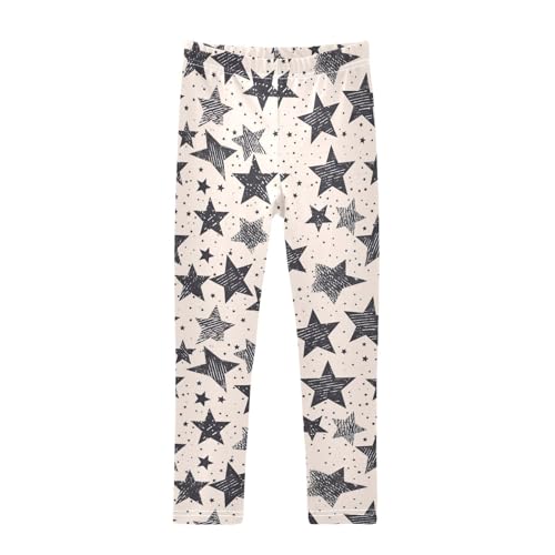 Ink Stars Girls' Leggings Toddler Doodles Black Kids Yoga Pants Dance Active Tights 4T