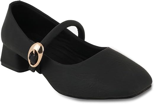 DROP BOLD Khaki Square Toe Mary Jane Block Heel Show For Women &amp; Girls