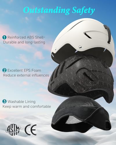 RIOROO Ski Helmet for Women Men, Safety Certified Snowboard Helmet with Shockproof ABS Hard Shell, Snowboarding Helmet with Breathable Venting System & EPS Foam for Adults & Youth