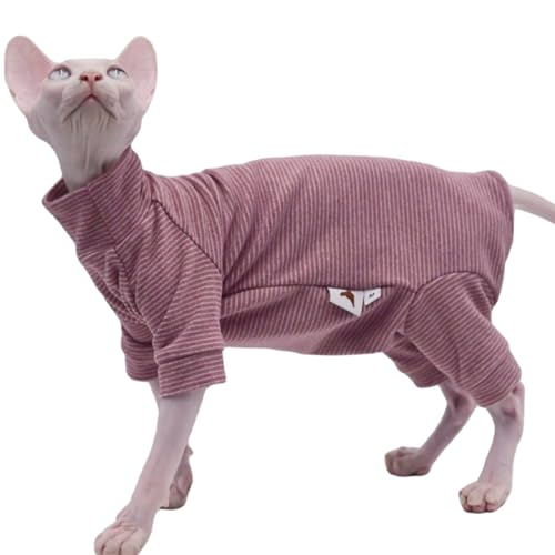 Hairless Cat Clothes Four-Legged Velvet Warm Autumn and Winter Cat Apparel for Sphynx Cat, Devon Rex Cat, Cornish (Small)