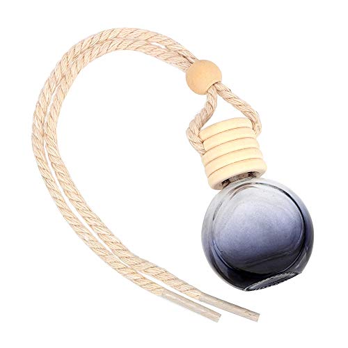 8Pcs,6Ml Hanging Car Air Freshener Diffuser, Essential Oil Pendant Perfume Aromatherapy Vials,Thick Oblate-Style Glass Fragrance Container With Wooden Caps & Hanging String,Free Funnel,Dropper #TOP5