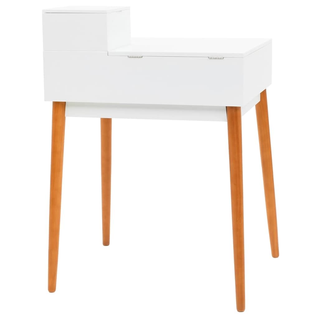 Toeletta trucco in MDF bianco con specchio 60x50x86 cm, ampio cassetto e vano portaoggetti, mobiletto consolle salvaspazio per camera da letto e spogliatoio donna