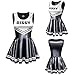 Littleforbig Unisex Silky Sleeveless Overall Shiny Satin Cheer Sissy Bodycon Mini Dress Skirt Black L