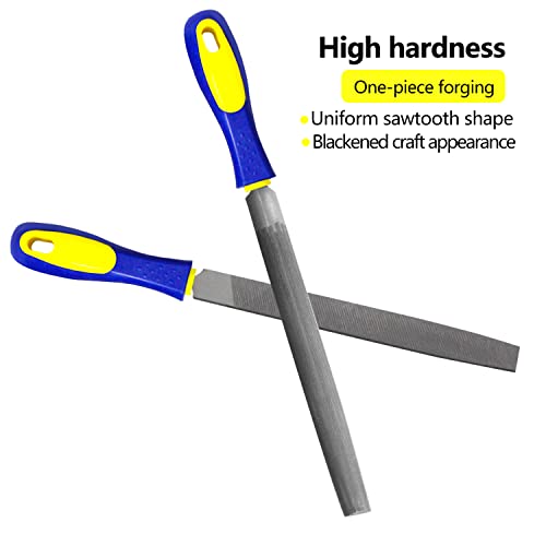 KALIM 2-Piece 8 Inch Heavy Duty File Set - Flat/Half Round High Carbon Hardened Steel Files with Anti-Slip Handles, Medium Coarse, Suitable for Wood/Metal/Model/Shaping by KALIM - Image 5