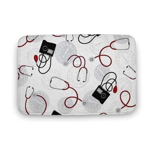 ZLJKMFY Calling All Nurses Blood Pressure White Thickened Coral Fleece Floor Mat, Dirt Resistant and Slip Resistant Floor Mat 19.7"x31.5"
