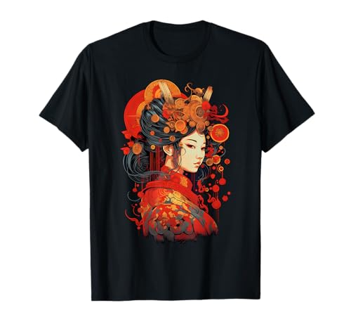 Samurai Geisha Cyberpunk Cyborg Japanese Vaporwave Aesthetic T-Shirt