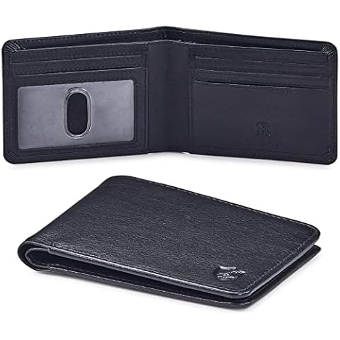 Wallet for Men Bifold Real Leather RFID Blocking Front Pocket Ultra Slim & Thin Stylish Minimalist with ID Window in Gift Box (Nappa, Black) Cover