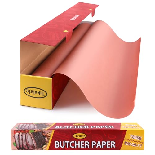 Tikxlafe Papier de boucherie rose, rouleau de 50 m, papier kraft pour barbecue largeur 60 cm Le papier de boucherie original pour des résultats de cuisson...