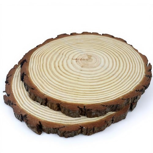 Large Wood Slices for Table Centerpieces, Natural Rustic Round, 12-13