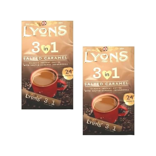 Premium Instant Coffee Sachets Individually Wrapped Gluten-Free Vegetarian Coffee Bag with Mug (2X 24Sachets, 3in1 Salted Caramel)