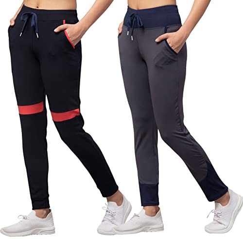 Image of BLUECON Women's Slim Fit Polyester Trackpants (Combo Pack of 2)