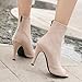 SHEMEE Women's Summer Peep Toe Stiletto High Heels Ankle Boots Faux Suede Open Toe Sandals Booties Shoes with Back Zipper(Apricot, us 8.5)