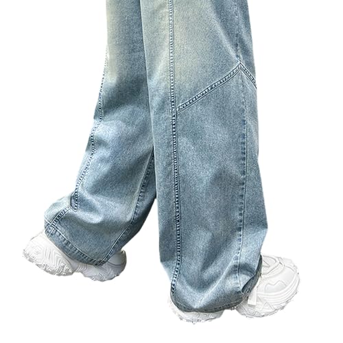Tween Boys Baggy Jeans-Casual Elastic Waistband Straight Leg Kids Denim Pants with Alphabet Embroidery Seal4