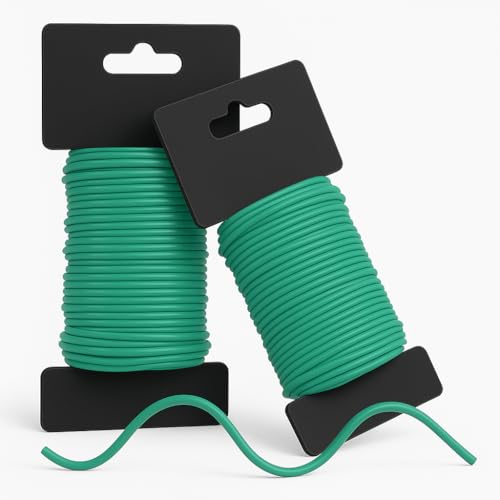 Pack Of 2 Garden Wire Coated Green, Plant Wire Ties, Easy Twist Ties, Tree Ties and Plant Support 10m X 2.5mm, Garden Wire for Climbing Plants