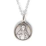 Nuevo Medalla Collar Plateado Caja Regalo Del Sagrado Corazón de Jesús Redondo 1.8cm Medalla y 18\" Collar Católica