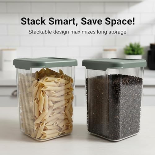 Image of Raawan Plastic Storage Containers Set for Kitchen | Leak-Proof Pantry Organizers for Grains, Pulses, Cereals, and Dry Fruits | Durable, Space-Saving Design (6, 1100)