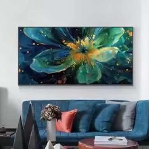 Affiche murale moderne avec fleurs vertes dorées pour illuminer un mur sombre