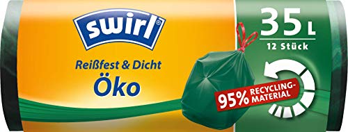 Kompostierbare Müllbeutel Swirl mit Zugband, 35 Liter, 9 Rollen
