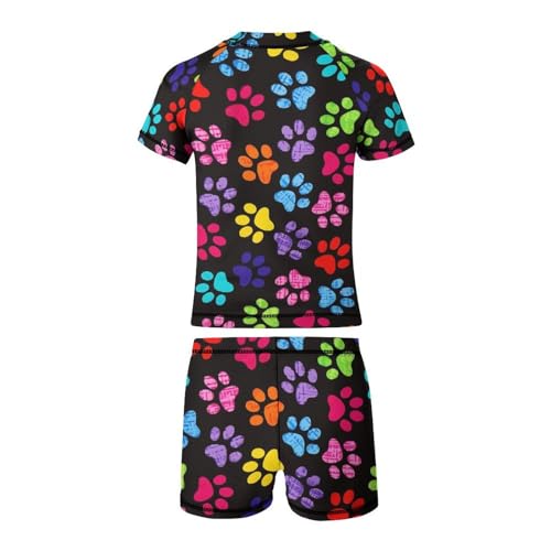 Colourful Paw PrintsChildren's Swimsuits Boys Two Piece Suit10-12Y（150cm）4