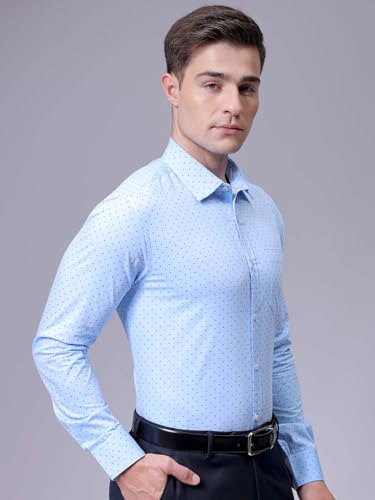 Image of The Indian Garage Co Men Slim Fit Ditsy Printed Full Sleeves Cutaway Collar Formal Shirt