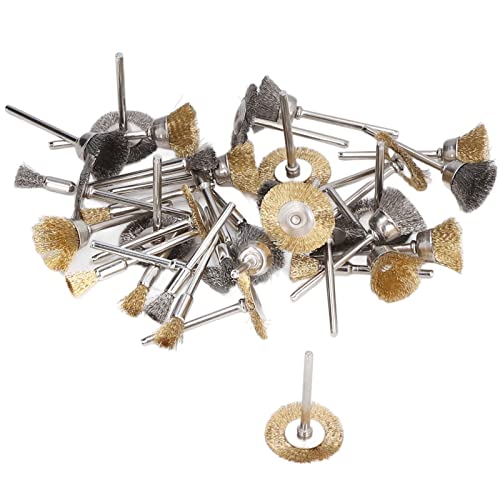 Respicefinem 36Pcs Wire Cup Wheel Pen Brush Brass Stainless Steel Polishing Wheels Full Kit for Cleaning