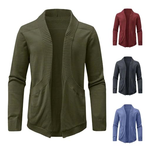 Men's Casual V-Neck Solid Cardigan Sweater Classic Long Sleeve Knit Soft Sweaters2