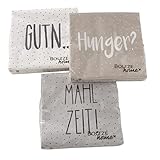 ReWu Party Servietten 60 STK. mit lustigen Sprüchen GUTN, Hunger?, Mahlzeit in Beige, Weiß und Hellgrau