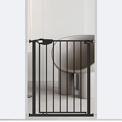 Seogva ベビーゲート バリアフリー ゲート 高さ78cm 三重ロック 赤ちゃんゲート ブラック ホワイト ブラウン 突っ張り式 開閉式 階段上ゲート ピーナッツロック(設置幅65cm-74cm,ブラック)