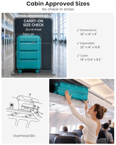 Image of Kono 3 Piece Luggage Set, 20 /24 /28 Inch Suitcases with TSA Lock, Blue | Lightweight PP Hardshell, Smooth 360 Spinner Wheels with TSA Lock for Travel Trips