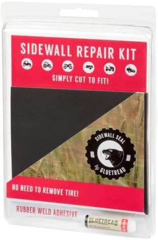 GlueTread Sidewall Tire Repair Kit | Patch Sidewall of Your Tire | Kit Includes (1) 4"x4.5"x3/16 Patch (4) Pieces of Sandpaper, Adhesive & Instructions | Atv Tire Repair Kit for Off-Road use Only