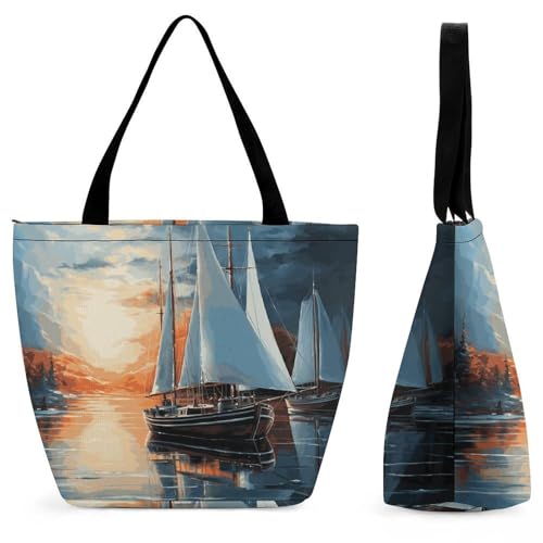 Sac fourre-tout réutilisable paysage de voile en taille unique