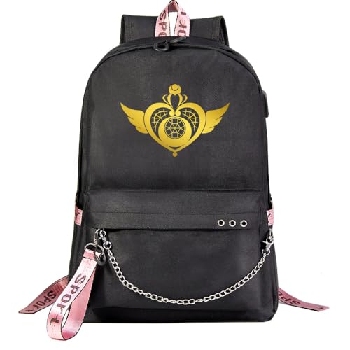 TIANSTON Mochila universitaria Fashion Golden Sailors Moons Usagi - Mochila de estilo vintage con cremallera antirrobo, se adapta a una computadora de 15,6 pulgadas #9