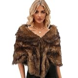 RUIXIA Châle Étole en Fausse Fourrure Cape Boléro pour Femme Cape Veste Hiver Femme Pour Mariage Soirée Cérémonie