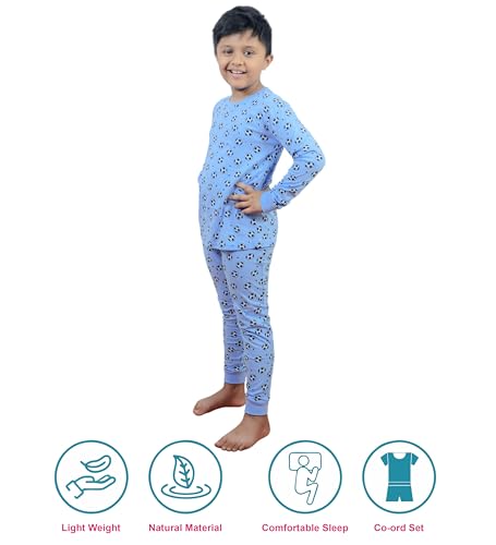Image of Hestia | H.NSG.7 | Kids Nightwear | Sleepwear | Cotton | Trouser Full Sleeves Tshirt | Elastic Waist | Night Dress with Pyjama Tshirts for Boys | Breathable Fabric | Set 1