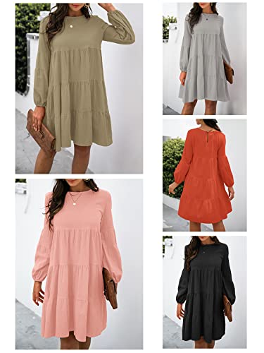 Vestido,Henniu Vestido feminino de manga comprida vestido evasê