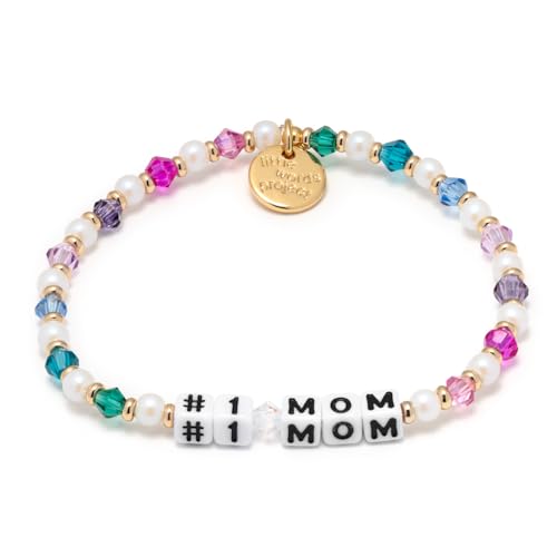Number 1 Mom Bracelet, The Original Word Bracelet, Made with Colorful Beads and Plated Brass Hardware, Handcrafted Design & Positive Message, Size XS
