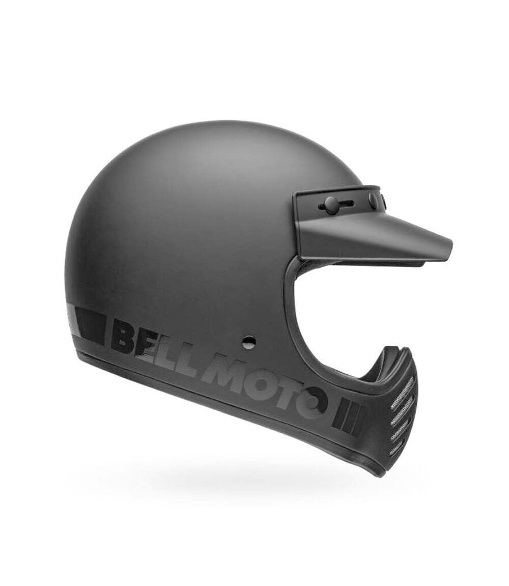 Bell Moto-3 Classic ECE Casque Rétro Sportif, Design Original Inspiré, Protection et Confort pour MX & Off-Road, Couleur : Matte Black, Taille : S