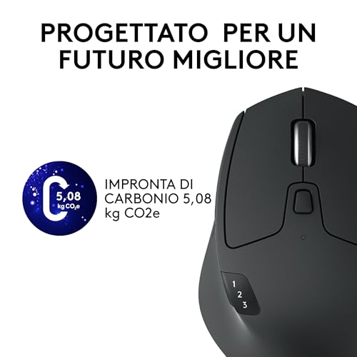 M720 Triathlon Mouse Wireless Multidispositivo, Bluetooth, Ricevitore USB Unifying, 1000 DPI, 6 Tasti Programmabili, Compatibile con Laptop, PC, Mac, iPadOS - Grigio - Mouse gaming - Immagine 11