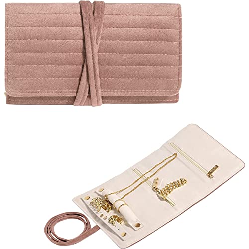 Lidxfeo Pochette Bijoux Voyage, Rouleau de Rangement Bijoux en Velours, Porte Bijoux pour Femmes, Sac de Organisateur pour Colliers, Bracelets, Boucles d'oreilles, Idéal pour Voyage, Vacance, etc