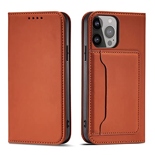 Coque de téléphone à rabat en PU marron pour iPhone XS Max avec fente carte