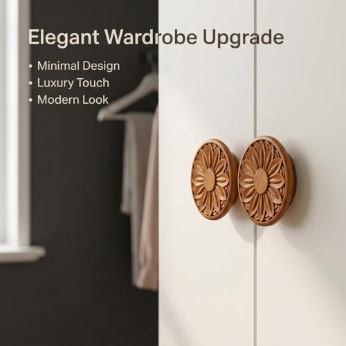 Image of Wooden Handle for Main Door /Handle for Wardrobe /Pull Handle for Main Door /Teak Wood Door Handle (4 Inch) Natural Wood Finish-| 3 Years Warranty |
