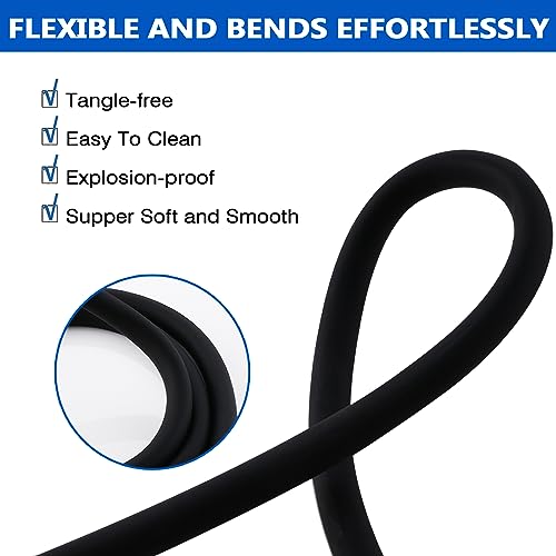 TRIPHIL Flexible Silicone Shower Hose, 5 Foot Kink-Free Handheld Head Replacement, Anti-Explosion RV With Brass Insert and Nut for Bathing Pet Cleaning, 59 Inches, Matte Black - Thumbnail 4