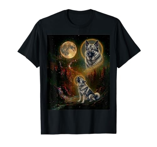 Norwegian Elkhound Howling At The Moon Funny T-Shirt