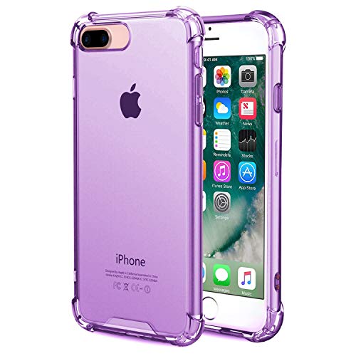 Speira Transparent Case with Reinforced Corners Compatible with iPhone 8 Plus/iPhone 7 Plus, [Anti-Discoloration] [No-Slip Grip] (Purple)