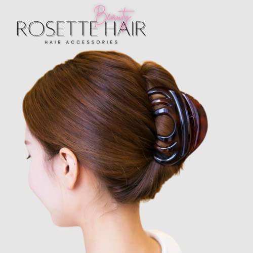 Rosette Large Chic Styling Hair Claw Clip Organic Glass Hair Clips Clamps Indoor Outdoor Hair Grip Hairpins Hairgrip For Women And Girls Hair Barrettes For Thick Hair(Black) #TOP3