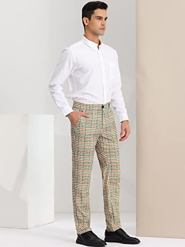 Lars Amadeus Men's Plaid Dress Pants Flat Front Regular Fit Business Checked Trousers4